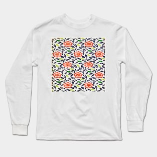 rose main color printed images that are based on vintage floral and geometric motifs, can be used in decorating fabrics and coverings in fashion Long Sleeve T-Shirt